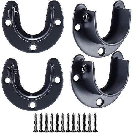 25mm rustfrit stål brusebad rum bøjle kroge gardin flange tøj skinne holder med skruer U-flange sort 25mm Shibaod