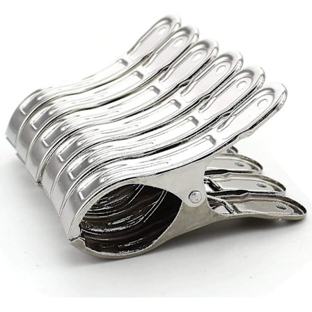 6 st Stora Strandhandduksklämmor i Rostfritt Stål, Kraftiga Klädnypor för Solstolar, Stora Handduksnålar, Qu
