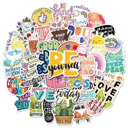 50 stk. vandtætte klistermærker med ordsprog og visdomsord