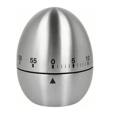 Egg Timer i rustfritt stål med sklisikker bunn - 60 minutters mekanisk kjøkkentimer for hjemmebakst og studenter
