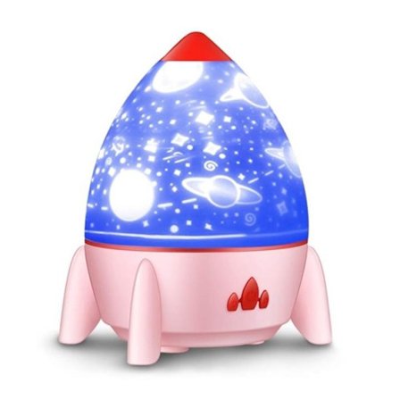 Raket-nattlampa med stjärnprojektor & utbytbara motiv
