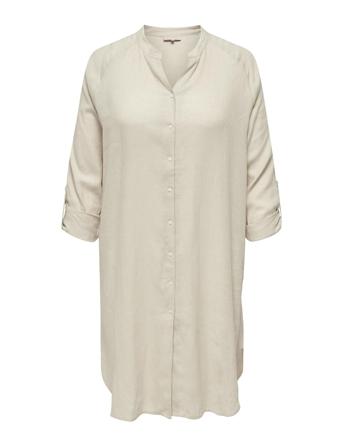 Cartokyo L/S Linen Blend Dress Wvn Cream ONLY Carmakoma