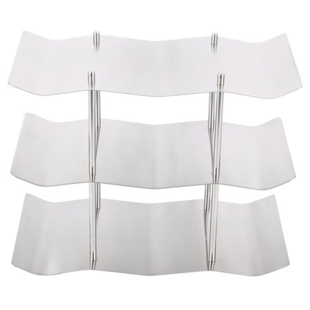 3-etagers fritstående vinkøleskab i rustfrit stål med bølget design