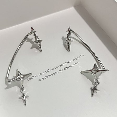 1 Par Fashion Silver Color Star Clip Ear Cuff Örhängen Ingen Pierc