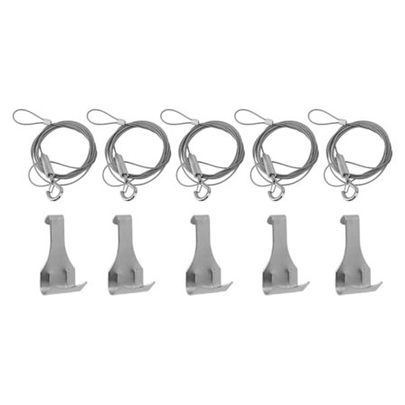 Justerbart billedophængningssæt i rustfrit stål, 5 stk. kraftig kvalitet med kroge