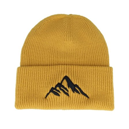 Wild Spirit - Yellow cuff Beanie - Mountain 3d Mustard Soft Deep Cuff @ Hatstore