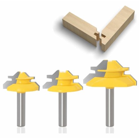 3 kpl 45 asteen lukkomiterausjyrsimen terä 8 mm, puuntyöstön jyrsinterä, urien jyrsinterä, liitosjyrsimen terä