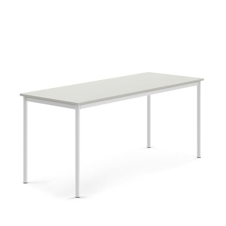 Desk BORÅS, 1800x700x760 mm, grey laminate, white
