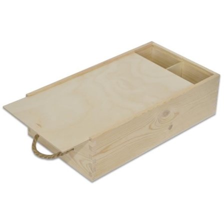 Vinlåda i trä omålad - Creative Deco - 2 flaskor - 35 x 21 x 11 cm