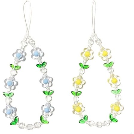 2 kpl Kukka Puhelin Charmia Söpö Puhelin Charmit Hiha Helmillä Puhelin Avainnauha Helmi Puhelin Lanyardit