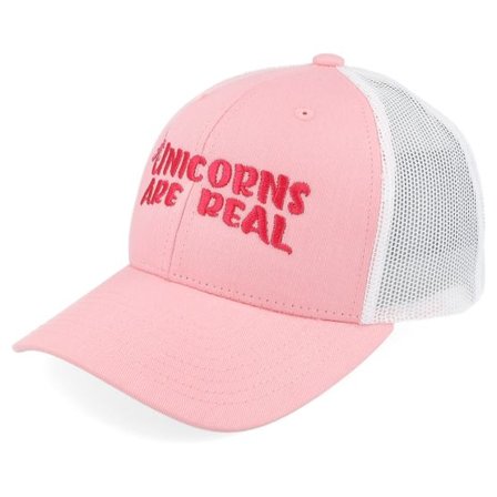 Unicorns - Rosa trucker Keps - Kids Unicorns Are Real Pink/White Trucker @ Hatstore