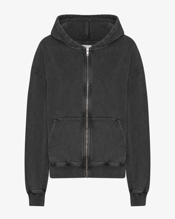 Organic Oversized Zip Hood - Faded Black