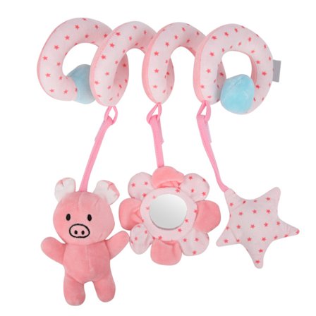 Rosa Baby Barnvagn Hängande Spiral Skallra Plysch Spädbarnsaktivitetsleksak