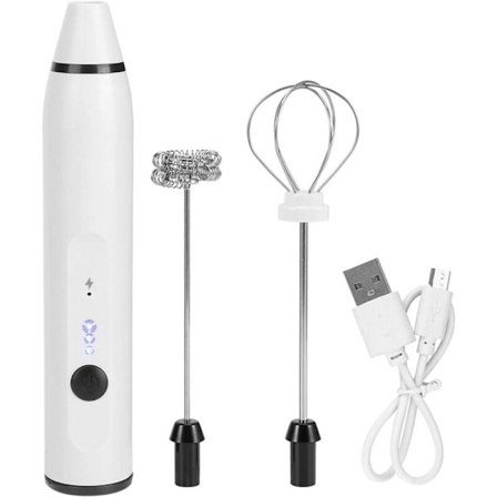 Lille elektrisk piskeris, USB-opladning Mini-skummer Håndholdt mælkeskummer Mixer til kaffe Latte Varm chokolade (hvid)