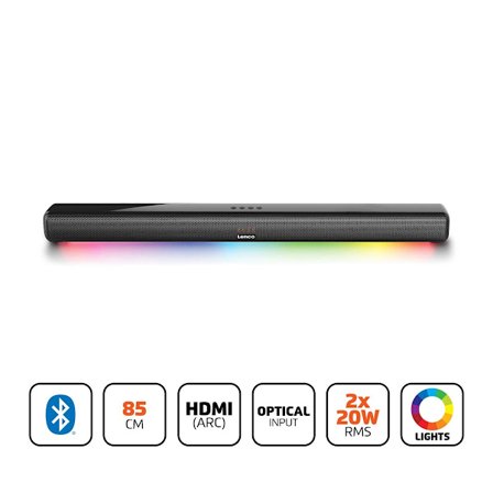 Bluetooth Soundbar 85cm 40W med HDMI och LED-lampor