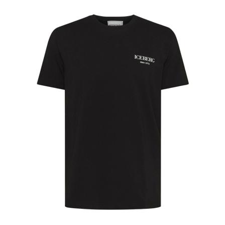 Iceberg, T-shirt Basic Small Logo Zwart, Heren, Maat:S