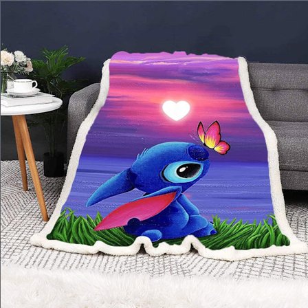 3D-digitaltryckt filt, Stitch Lammfleece tjock filt, Barnfilt med luftkonditionering