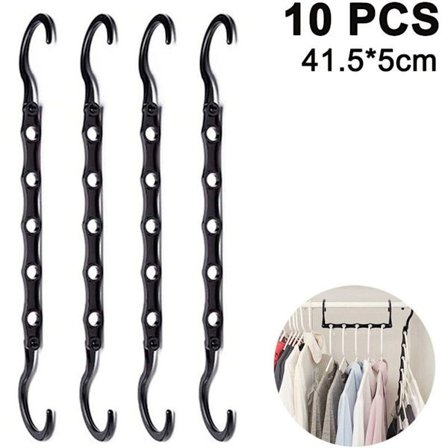 Magiske kleshengere, plassbesparende, robust plast, svart (sett med 10)