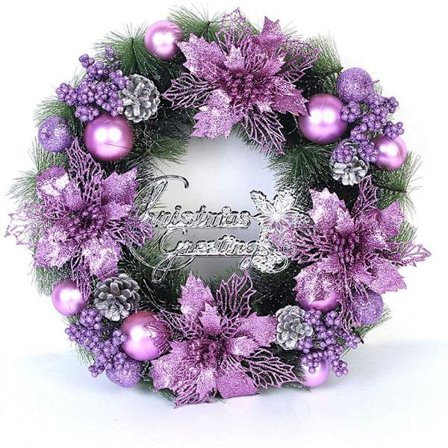 Joulukranssi, joulukoristeet, 30 cm, violetti