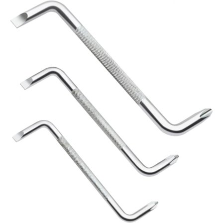 3-delt offset skruetrækkersæt med fladt hoved og magnetisk skruetrækker