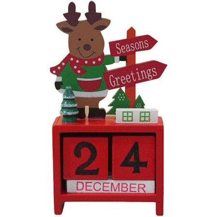 Juledekorasjon kalender i tre, mini skrivebordsdekorasjon julegave, juletre