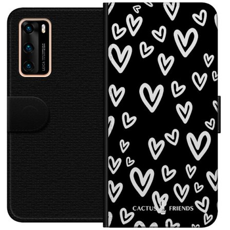 Kompatibelt Lommeboketui til Huawei Huawei P40 Cactus and Friends - Handdrawn Love Chaos