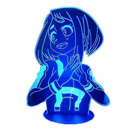 Boku No Hero Academia Ochaco Uraraka LED Nattlampa Anime Lampa My Hero Academia 3D Visuell Lampa Heminredning