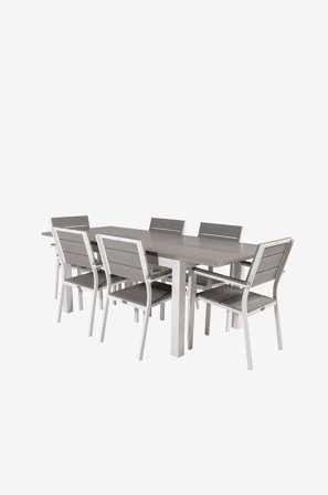 Venture Home - Spisegruppe Albany med 6 spisestoler Levels - Grå - Spisegrupper - Fra Homeroom