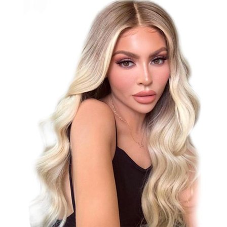 1 stk Kvinner Dame Jente Parykk Lang Krøllete Midtskill Hår Naturlig For Fest Cosplay Gull