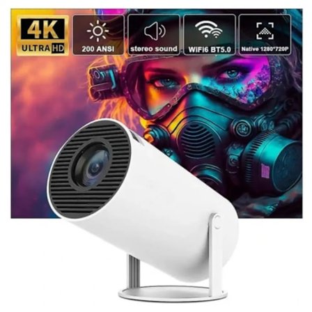 4K HD-projektor HY300 Android 11 Hjemmekino Bærbar Utendørs Projektor Dobbel Wifi6 200 Bt5.0 1080p 1280*720p