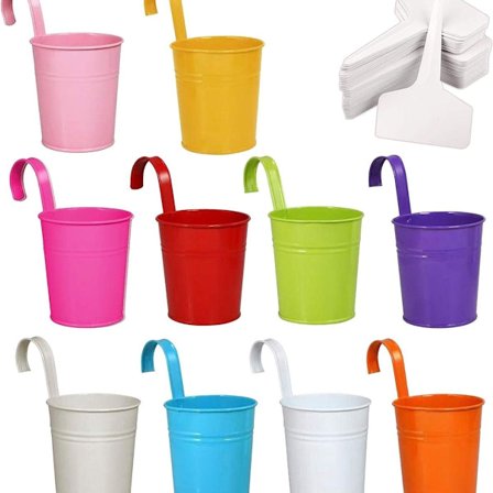 10 metallblomkrukor, 10 färger metallblomkruka med