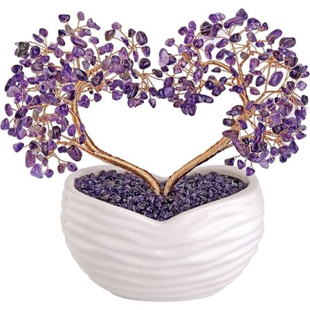 Livets tre hjertedekorasjon ametyst natursten DIY helbredende