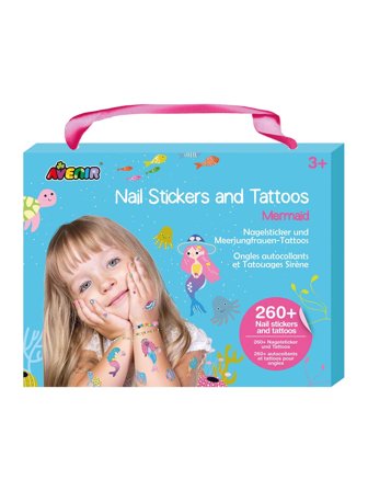 Avenir Girls' Nail Stickers and Tattoos Mermaid, ref.: 6308204, material:acrylic, paint, glue pieces