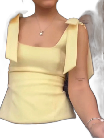 Gul linnetopp med knytband