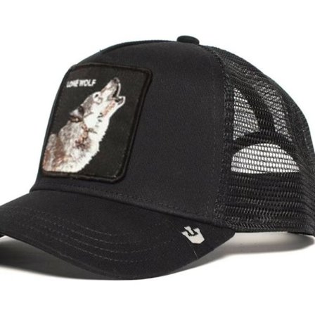 Broderad Djurmönstrad Mesh Keps, Snapback, Svart Varg - Perfet