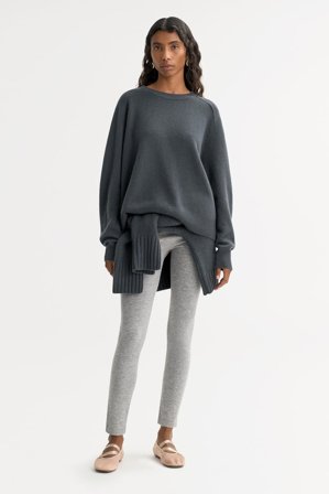Soft Goat - Boyfriend Crewneck - Kashmirtröja dam - L - Anthracite