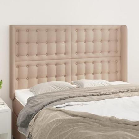 Vidaxl Huvudgavel Med Kanter Cappuccino 147x16x118/128 Cm Konstl Brun