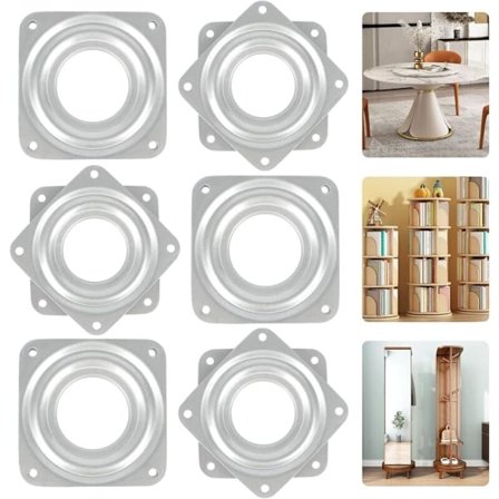 360 graders roterende dreieskive, 6 deler metall dreieskive TV dreieskive firkantet roterende plate 4 kulelager svingplate for kontormøbler, 3 tommer