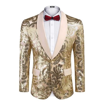 Menners Sequin Blazer Glitrende Glitterjakke Skinnende Blomsterdressjakke