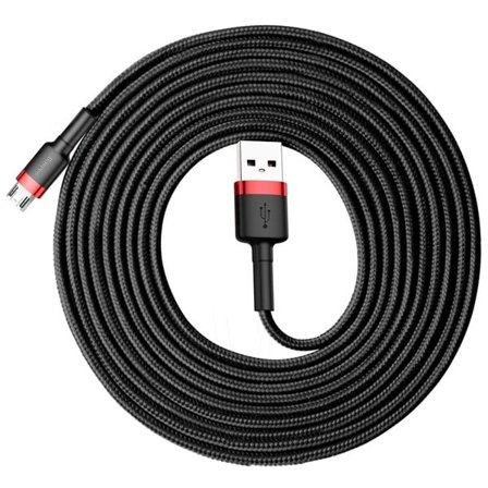 Baseus Cafule Cable slitesterk nylonkabel USB / micro USB 2A 3M svart-rød (CAMKLF-H91)