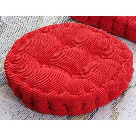 2 st golvkuddar, fyrkantig och rund meditationskudde, manchester sittdyna, dekorativ stolsdyna (15,8×15,8 tum ×40 cm, röd, rund)