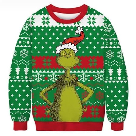 Grinch Julegenser Par Rund Hals Unisex Lang Erme B