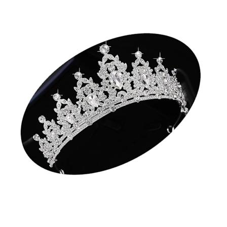 Dronningkrone og tiara prinsessekrone til kvinder krystalhovedbånd til brude, gotisk halloween kostumer prom halloween tilbehør (sølv)