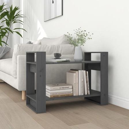 Vidaxl Bokhylla/rumsavdelar Grå 80x35x56,5 Cm Massiv Furu Grå