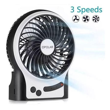 Liten Vertikal Kjølevifte USB-Lading Mini Bærbar Vifte Svart 12.4*4.4*14.8CM