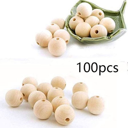 100 st träpärlor 20mm diameter - träkulor hantverkspärlor för DIY smycken tillbehör (20mm träpärlor)