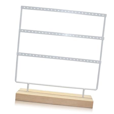 Smykkestativ 3 lag Elegant stil Kompakt Stor kapasitet Jernmaterial Dekorativ Praktisk Ørepynt Oppbevaringsstativ for Display Hvit