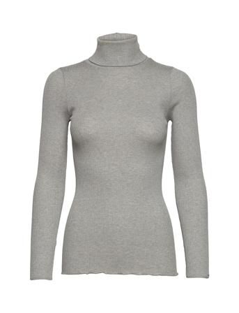 Silk T-Shirt Regular Ls Roller Neck Grey Rosemunde