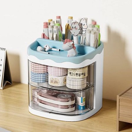 (Sininen) Kynätelineet, Kynänjärjestäjä, Kynäteline työpöydälle, Työpöydän järjestäjä laatikolla kouluun, kotiin, taidetarvikkeisiin