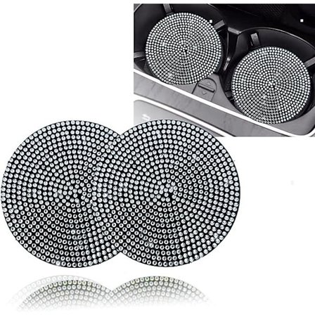 Bildekoppunderlägg 2 st, Biltillbehör 2,75 tum, Full Rhinestone